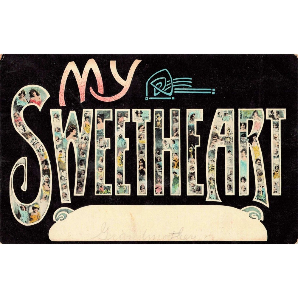 Vtg My Sweetheart Postcard Large Letter RPPC-Style Germany 1802 VG - Picture 1 of 2